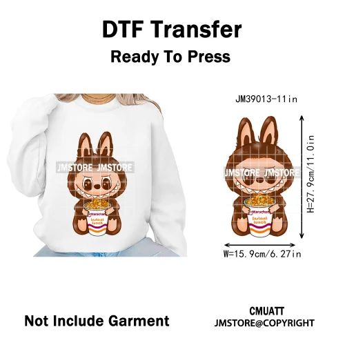New Cartoon Doll Character With Mexican Food Iron on DTF Washable Heat Transfers Stickers Ready to Press for Textile Bags