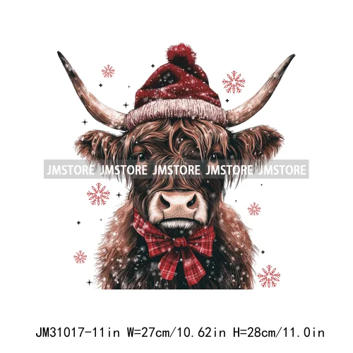 Funny Howdy Christmas Western Cowboy Highland Cow Gingerbread Boots Iron On DTF Transfers Stickers Ready To Press For T-shirts