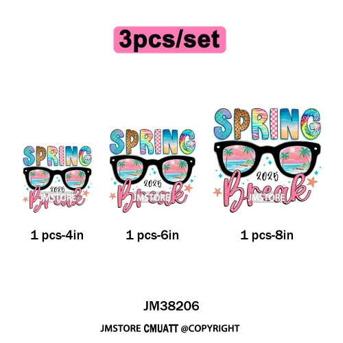 Spring Break Wildflower Seashell Turtle Coquette Sun Summer Vacation Iron on DTF Transfers Stickers Ready to Press for Clothes