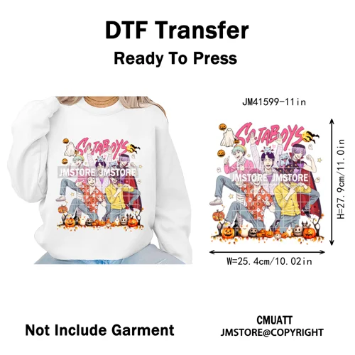 In My Boys Era Ghost Cartoon Anime Movie Kpop Halloween Vibes Iron on DTF Washable Transfers Stickers Ready to Press for Hoodies