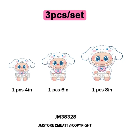 Cute Cartoon Toy Dolls Monster Costume Character Kids Printed Iron on DTF Washable Transfer Stickers Ready to Press for Clothing