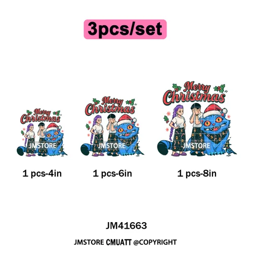 Christmas Kpop Holiday Idol Santa Holly Jolly Merry Christmas Iron on DTF Washable Transfers Stickers Ready to Press for Textile