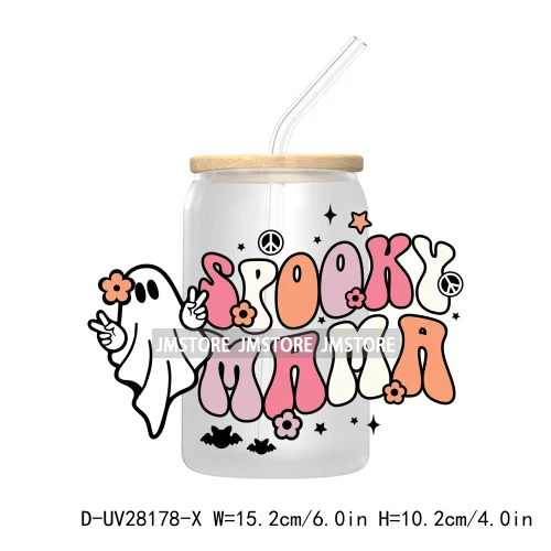 Spooky Ghost Boo Halloween Tis The Season UV DTF Transfer Stickers Decals For Libbey Cold Cup Mugs Tumbler Waterproof Book Ghoul