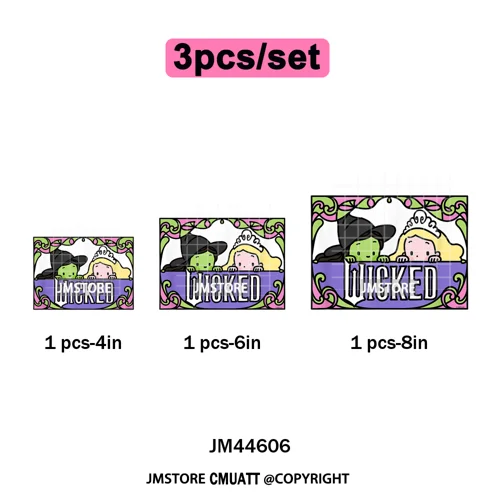 Pink and Green Magic Broomstick Witches Movie Fans Iron on Washable DTF Heat Transfers Stickers Ready to Press for Sweatshirts