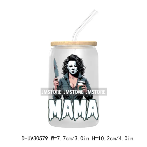 Halloween Horror Mama Dad Movie Killers UV DTF Transfers Stickers Decals For Libbey Cold Cups Mugs Tumbler High Quality Labels