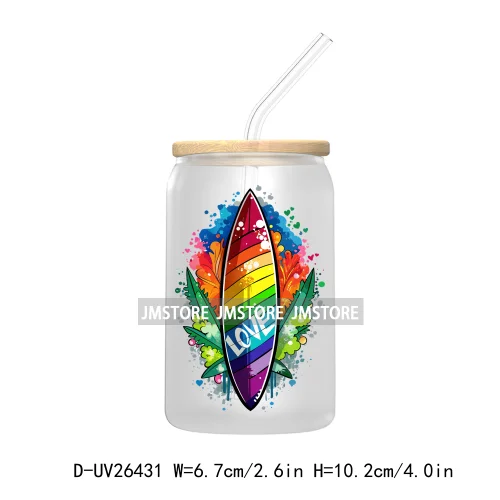 Pride Love Rainbow Heart UV DTF Transfer Stickers Decals For Libbey Cold Cups Mugs Durable Waterproof Custom Logo Label Best Gay