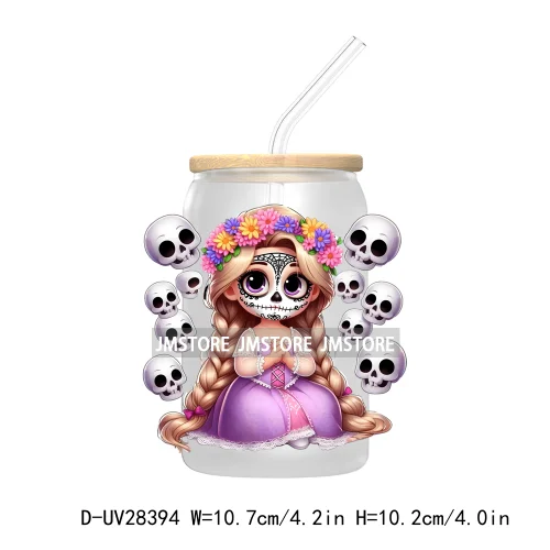 Mexican Little Princess UV DTF Transfer Stickers Decals For Libbey Cold Cups Mugs Tumbler Waterproof Craft Day of the Dead Girls