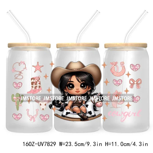 Cute Chibi Mexican Latina Baby Girl 16OZ UV DTF Cup Wrap Transfers Stickers For Libbey Glass Can Cups Tumbler Waterproof Skulls