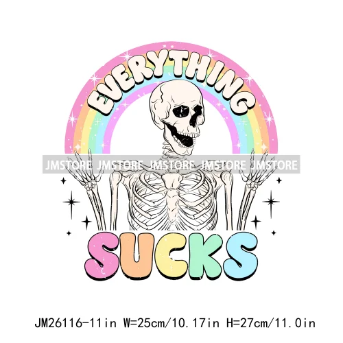 Colorful Coffee Skull Mom Life Boujee Sarcastic Good Moms Say Bad Words DTF Iron On Transfer Stickers Ready To Press For Clothes