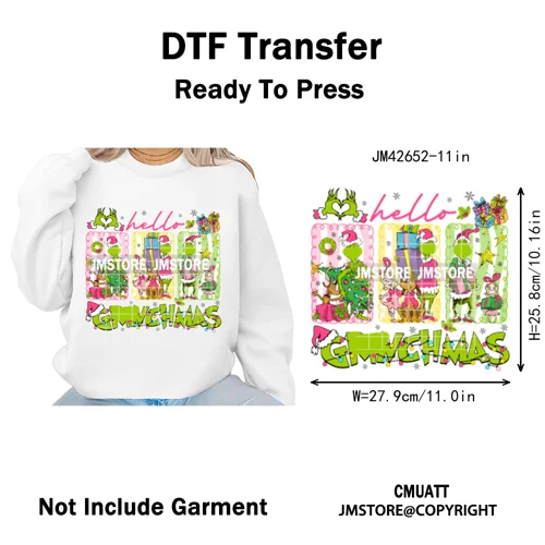 Cute Cartoon Character Coffee Cup Coquette Candy Merry Christmas Iron on DTF Heat Transfers Stickers Ready to Press for Hoodies