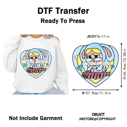 Cute Cry Tears Sad Girls Cartoon Dolls Love Designs Iron on DTF Washable Heat Transfers Stickers Ready to Press for Clothes Bags