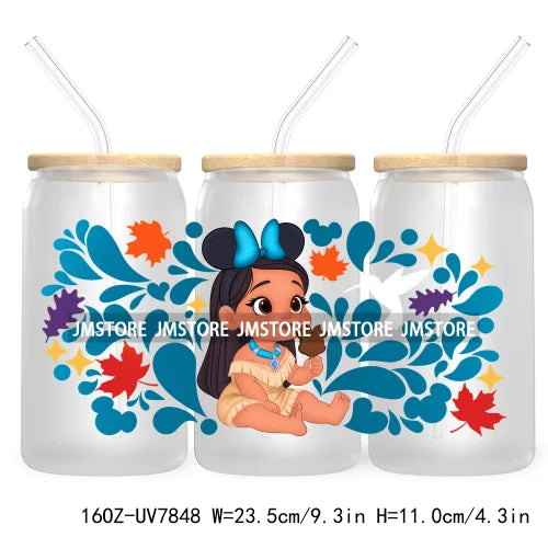 Cartoon Baby Princess Best Friends 16OZ UV DTF Cup Wrap Transfers Stickers For Libbey Glass Can Cups Tumbler Waterproof Labels