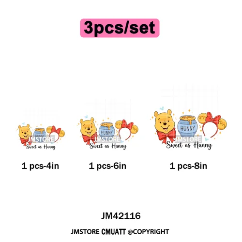 Colorful Mouse Headbands Cartoon Animal Princess Character Iron on DTF Washable Transfers Stickers Ready to Press for Clothes