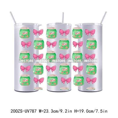 Girly Coquette Bow Drink Soda Can 20OZ UV DTF Straight Wrap Transfers Stickers Custom Labels Durable Waterproof Logo For Tumbler