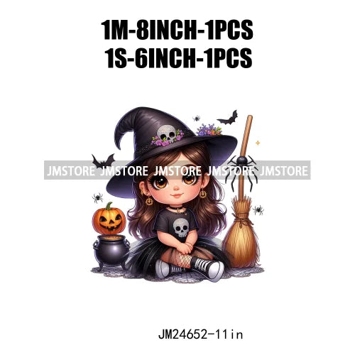 Custom Halloween Spooky Witch Latina Baby Girls Iron On Decals Hispanic Princess DTF Heat Press Transfers Stickers For Hoodies