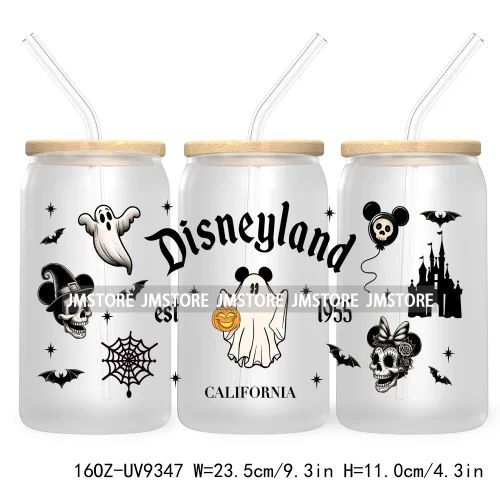 Halloween Mouse And Friends UV DTF Sticker For 16OZ Libbey Glass Cup Can Wrap Transfer Stickers Custom Labels Logo Spooky Vibes