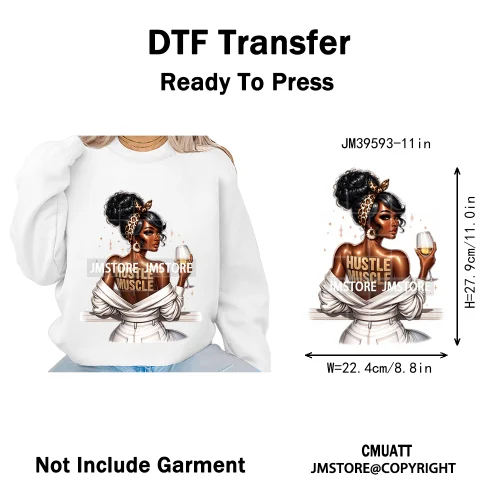 Fashion Afro Girls Pray Christian Black Boss Lady Printing Iron on DTF Washable Transfers Stickers Ready to Press for Clothes