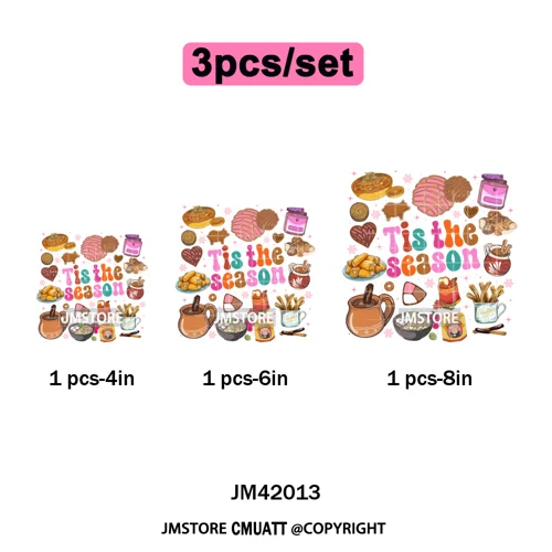 Tis The Season Pan Dulce Mexican Xmas Tuki Donkey Spanish Christmas Latin Iron on DTF Transfers Stickers Ready to Press for Text