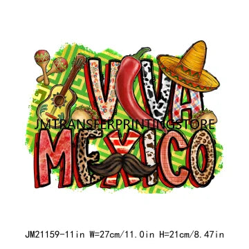 Viva Mexico Cinco De Drinko Logos Mama Cita Cowhide Western Spicy Taco Bout Party Iron On DTF Transfer Stickers For Sweatshirt