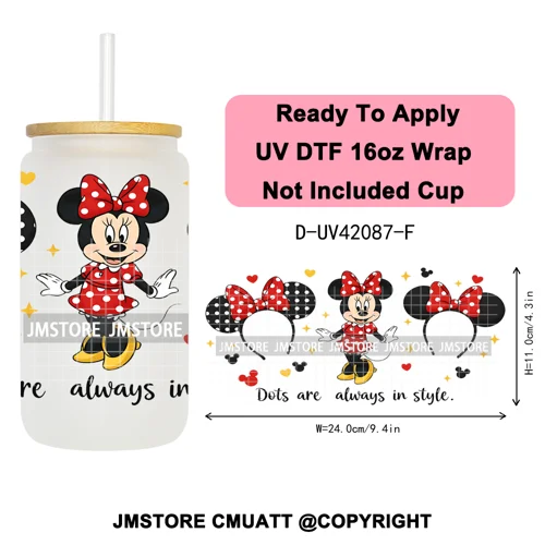Coquette Bow Magical Cartoon Princess Halloween UV DTF Stickers Ready To Apply Cup Wrap High Quality For 16OZ Libbey Can Glass