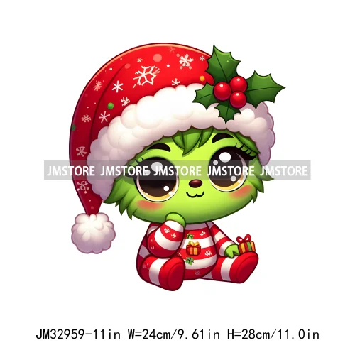 Santa Hat Candy Cane Mistletoe Cartoon Character Christmas Season Iron On DTF Transfers Stickers Ready To Press For Clothes Bags