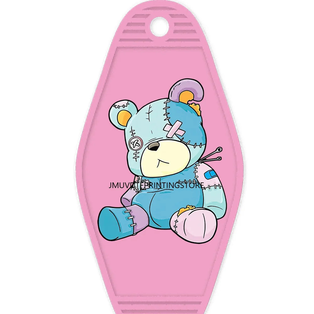 Famous Hustle Bear High Quality WaterProof UV DTF Sticker For Motel Hotel Keychain Colorful Teddy Bears