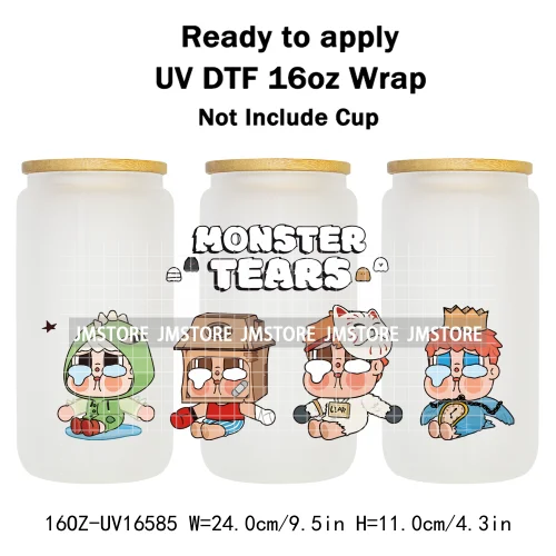 Cartoon Baby Monsters Cry UV DTF Stickers Ready To Transfer Cup Wrap Custom Labels DIY Craft For Libbey Can Glass Tumblers Mugs