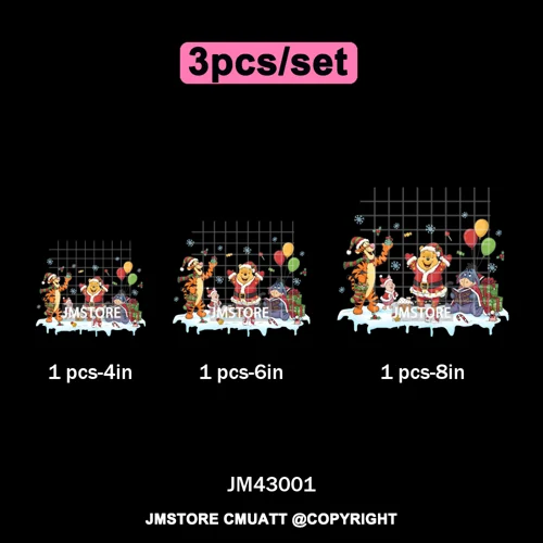 Funny Cartoon Mouse Friends Merry Christmas Movie Character Xmas Season Iron on DTF Transfer Stickers Ready to Press for Hoodies