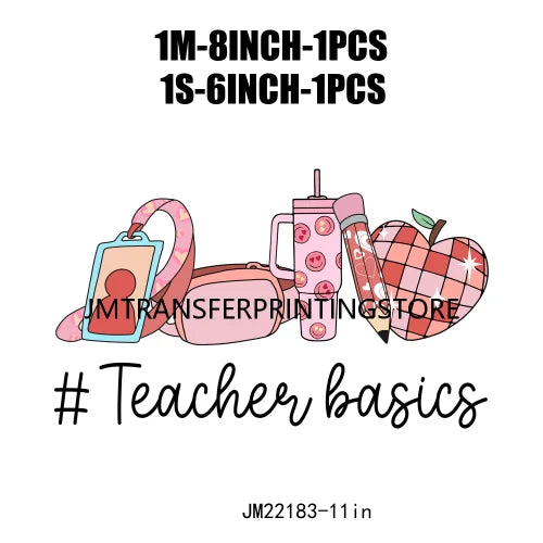 In My Teacher Era Teach Love Watch Logos Teacher Word Teaching Fills My Heart Teacher's Day DTF Transfer Stickers For Hoodies