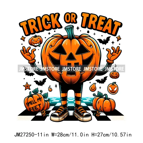 Cute Pumpkin Ghost Boo Creeep It Real Happy Halloween Spooky Witch Vibes Season Design DTF Iron On Transfer Stickers For Hoodies