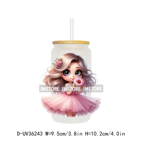 Cute Pink Princess Coquette Bow UV DTF Transfer Stickers Decals Ready To Apply Waterproof For 16OZ Libbey Glass Can Cups Tumbler