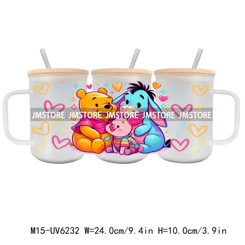 Cartoon Characters Best Friends UV DTF Sticker For 15OZ Mug Libbey Glass Cup Can Wrap Transfer Sticker Custom Labels DIY Logo