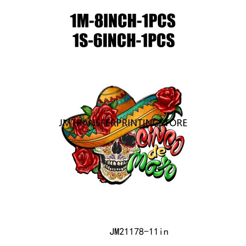 New Let's Fiesta Mexican Happy Cinco De Mayo Iron On DTF Stickers Sombrero Hat Cactus Fiesta Squad Transfer Printing For Hoodies