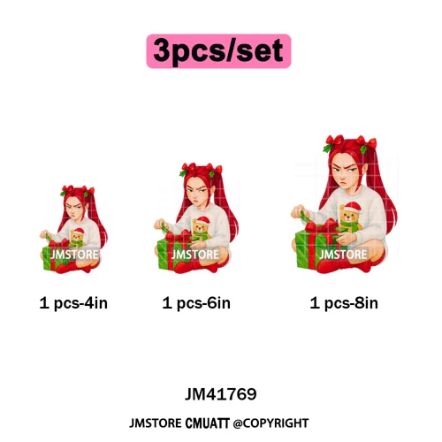 Preppy Christmas Festive Boys Girls Movie Xmas Gift Food Light Iron on DTF Washable Transfer Stickers Ready to Press for Clothes