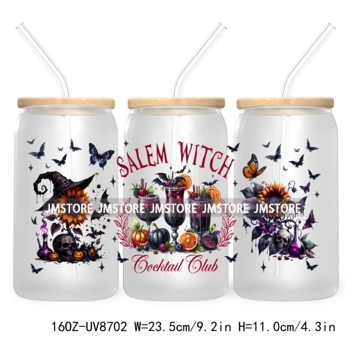 Witching Hour Cocktail Club 16OZ UV DTF Cup Wrap Transfer Stickers Halloween Custom Labels Waterproof Logo For Libbey Glass Can