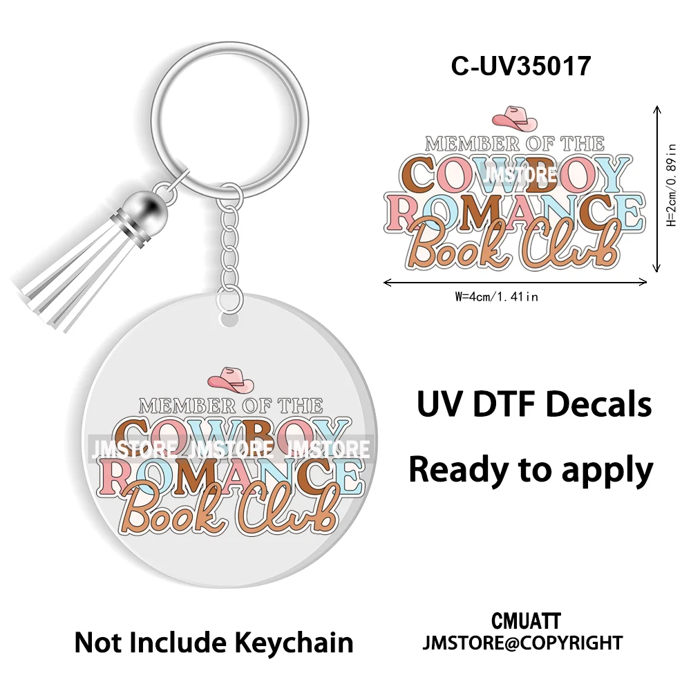 Smells Like Historical Romance Bookish Positive Quotes New WaterProof UV DTF Stickers For Round Circle Acrylic Keychain Key Ring