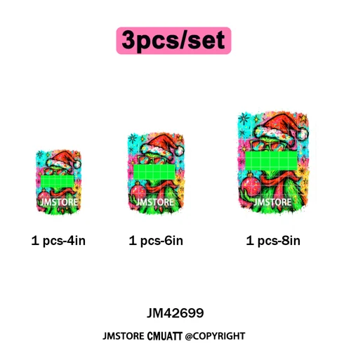 Holly Jolly Cute Cartoon Character Christmas Santa Tis The Season Iron on DTF Heat Transfers Stickers Ready to Press for Garment