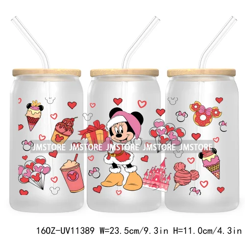 Christmas Cartoon Friends Holiday Season 16OZ UV Cup Wrap DTF Transfer Stickers For Libbey Glass Can Cup Tumbler Waterproof Logo