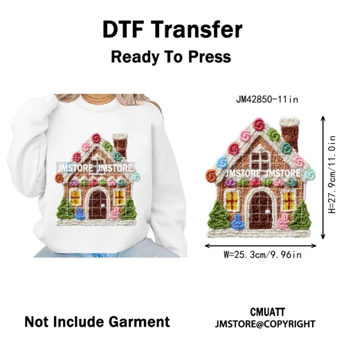 Faux Yarn Christmas Tree Cake Knitting Holiday Xmas Festive Iron on DTF Washable Transfers Stickers Ready to Press for T-shirts