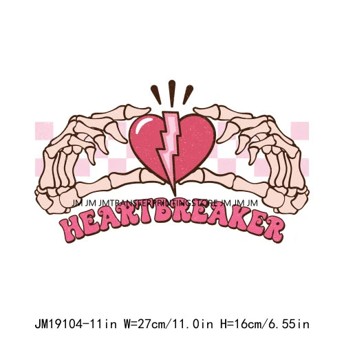 Pink Retro Skeleton Anti Valentine Club Talk About Love Dead Inside But It's Valentine's Skull DTF Transfer Stickers For Shirts