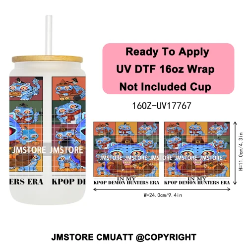 Demon Hunters Kpop Derpy Halloween Mystery Boys UV DTF Stickers Ready To Apply Cup Wrap High Quality For 16OZ Libbey Can Glass