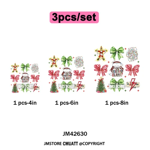 Retro Coquette Bows Holiday Christmas Movie Cartoon Kids Lover Iron on DTF Washable Transfer Stickers Ready to Press for Garment