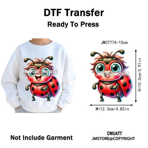 15cm 5.9in Kids Quirky Safari Cartoon Animal Iron On Transfers Stickers For Clothing DTF Printed Appliques Washable T-Shirts