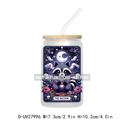 Cute Ghost Tarot Card Halloween UV DTF Transfer Stickers Decals For Libbey Cold Cups Mugs Tumbler Waterproof Craft Spooky Vibes