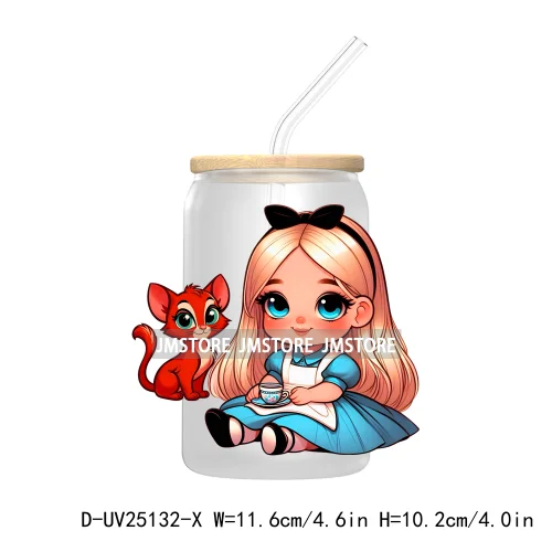 Cute Cartoon Princess Mermaid UV DTF Transfer Stickers Decals For Libbey Cold Cups Mugs Durable Waterproof Custom Logo Labels