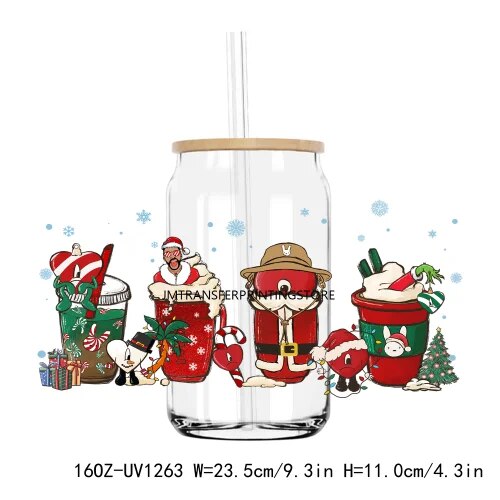 Bad Bunny Christmas 16OZ UV DTF Cup Wrap Transfers Stickers Custom Labels DIY Durable Waterproof Logo For Libbey Glass Can