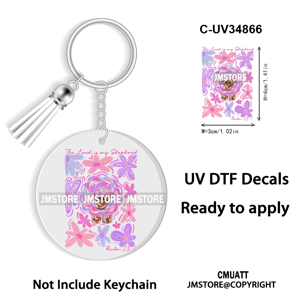 Happy Easter School Teacher Life Retro Coquette Easter Bunny WaterProof UV DTF Sticker For Round Circle Acrylic Keychain Keyring