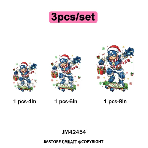 Funny Brushstroke Bubble Cartoon Christmas Killer Movie Xmas Iron on DTF Washable Transfers Stickers Ready to Press for Textiles