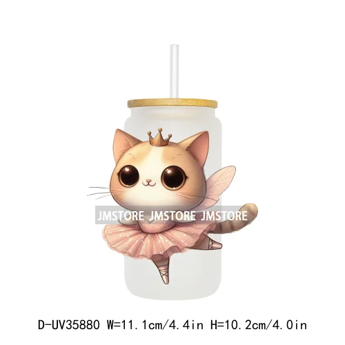 Dancing Cats Kittens Queen UV Sticker Decals For Libbey Cold Cups Mugs Tumbler Transfer Stickers Waterproof High Quality Labels