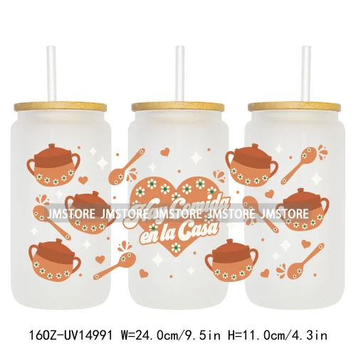 Mexican Talavera Latina Culture 16OZ UV DTF Cup Wraps Ready To Apply Waterproof Transfer Stickers For Libbey Glass Can Tumbler